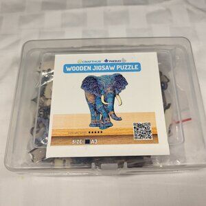 Wooden Elephant Blue Jigsaw 3D Puzzle NWT by CraftHub